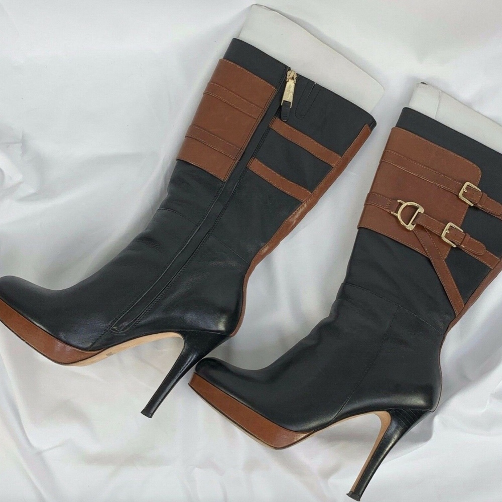 Cole Haan Carolyn Boot Equestrian Black/Brown 9